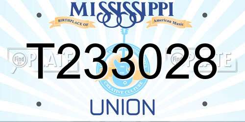 T233028 Mississippi License Plate