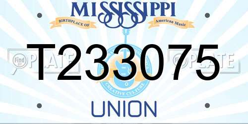 T233075 Mississippi License Plate