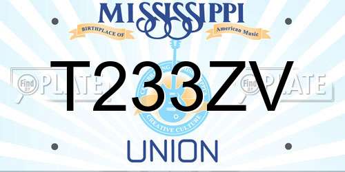 T233ZV Mississippi License Plate