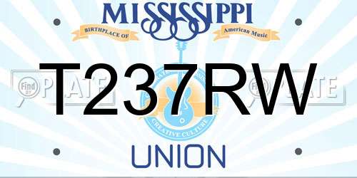 T237RW Mississippi License Plate