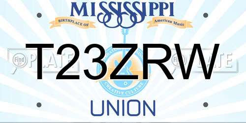 T23ZRW Mississippi License Plate