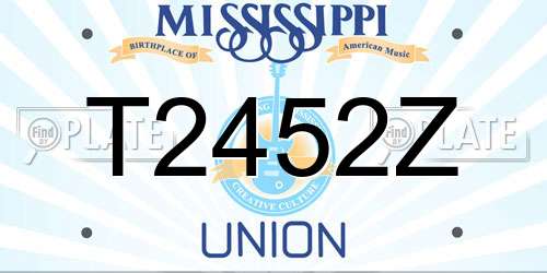 T2452Z Mississippi License Plate