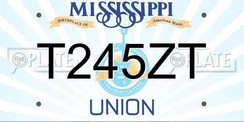 T245ZT Mississippi License Plate