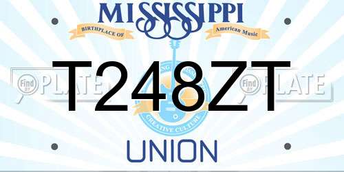 T248ZT Mississippi License Plate