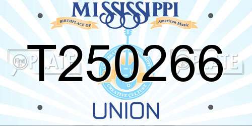 T250266 Mississippi License Plate