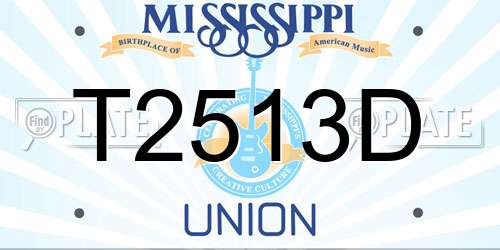 T2513D Mississippi License Plate