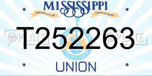 T252263 Mississippi License Plate