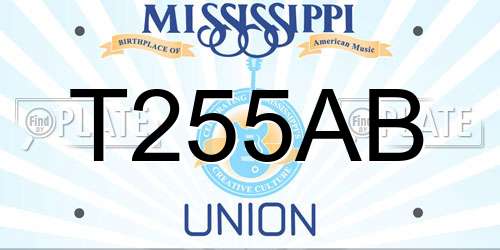 T255AB Mississippi License Plate