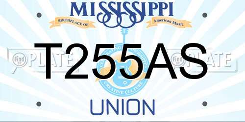 T255AS Mississippi License Plate