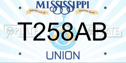 T258AB Mississippi License Plate