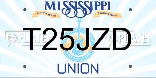 T25JZD Mississippi License Plate