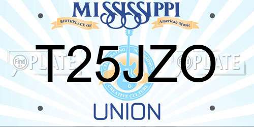T25JZO Mississippi License Plate