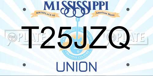 T25JZQ Mississippi License Plate