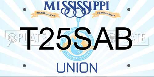 T25SAB Mississippi License Plate