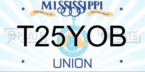 T25YOB Mississippi License Plate