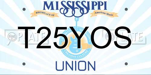 T25YOS Mississippi License Plate