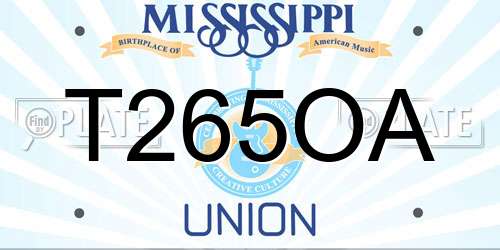 T265OA Mississippi License Plate