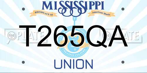 T265QA Mississippi License Plate