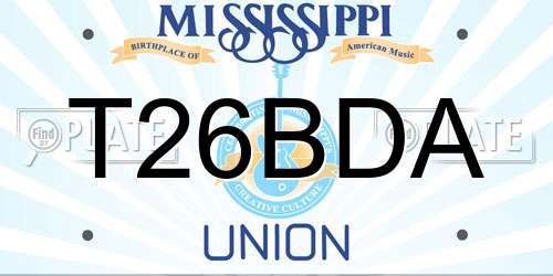 T26BDA Mississippi License Plate