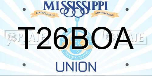 T26BOA Mississippi License Plate