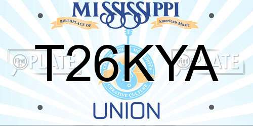 T26KYA Mississippi License Plate