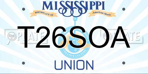 T26SOA Mississippi License Plate