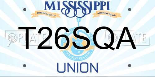 T26SQA Mississippi License Plate