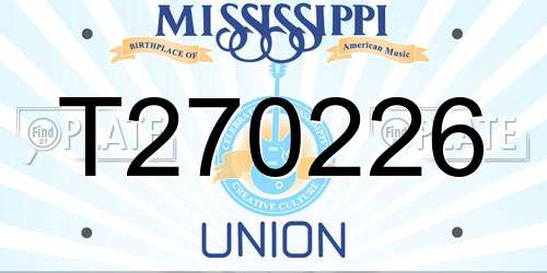 T270226 Mississippi License Plate