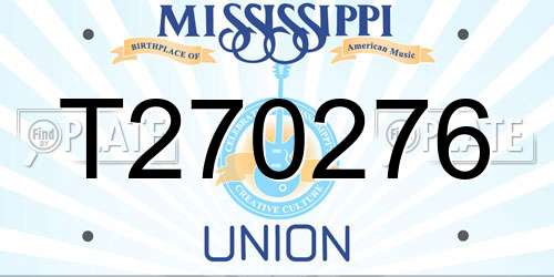T270276 Mississippi License Plate