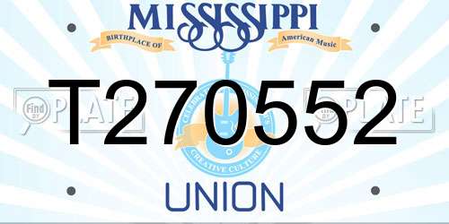 T270552 Mississippi License Plate