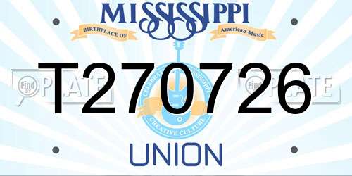 T270726 Mississippi License Plate