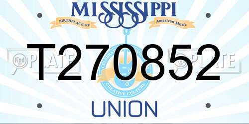 T270852 Mississippi License Plate
