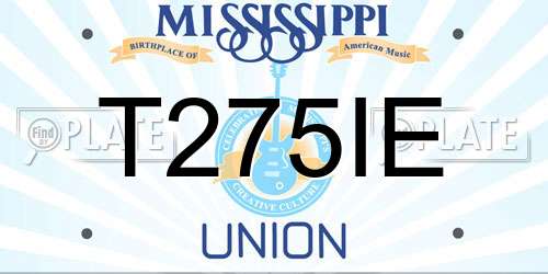 T275IE Mississippi License Plate