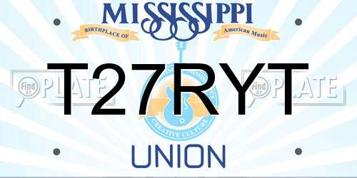 T27RYT Mississippi License Plate