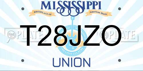 T28JZO Mississippi License Plate