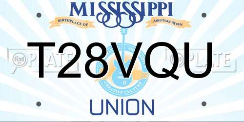 T28VQU Mississippi License Plate