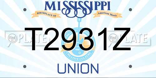 T2931Z Mississippi License Plate