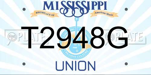 T2948G Mississippi License Plate