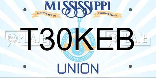 T30KEB Mississippi License Plate