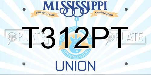 T312PT Mississippi License Plate