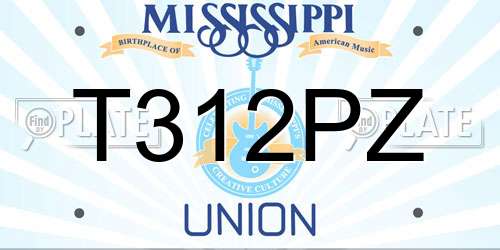 T312PZ Mississippi License Plate