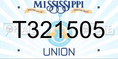 T321505 Mississippi License Plate
