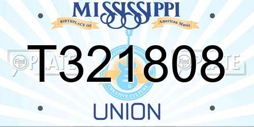 T321808 Mississippi License Plate