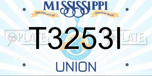 T3253I Mississippi License Plate