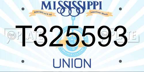T325593 Mississippi License Plate