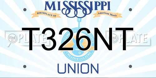 T326NT Mississippi License Plate