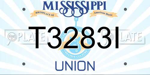 T3283I Mississippi License Plate