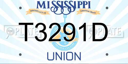 T3291D Mississippi License Plate