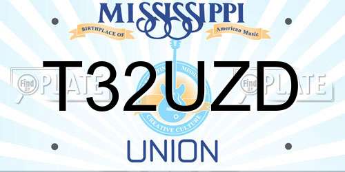 T32UZD Mississippi License Plate