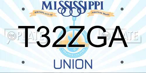 T32ZGA Mississippi License Plate